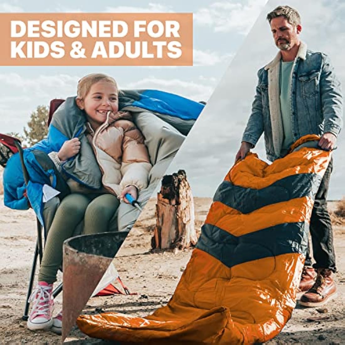 MalloMe Sleeping Bags for Adults & Kids Sleeping Bag 3-4 Season - Ultralight Backpacking Sleeping Bag Cold Weather & Warm, Lightweight Compact, Single Adult Girls Boys Winter Sleep Camping Accessories