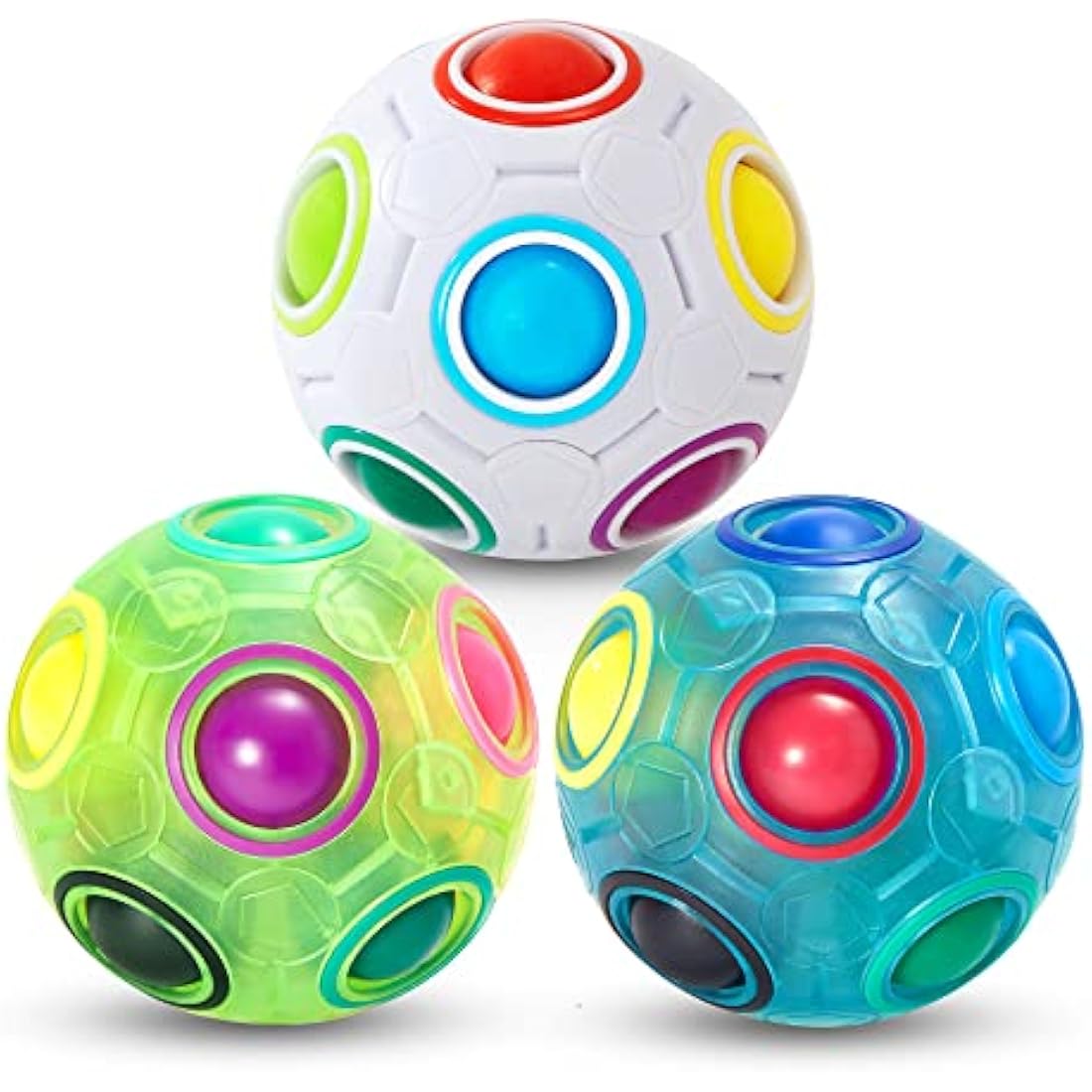 Vdealen Magic Rainbow Puzzle Ball- Fidget Ball 3D Puzzle Stress Reliever Brain Teaser Travel Toy- Birthday Party Easter Christmas Stocking Fillers Gift Toy for Kids Teens Adults- 3 Pack