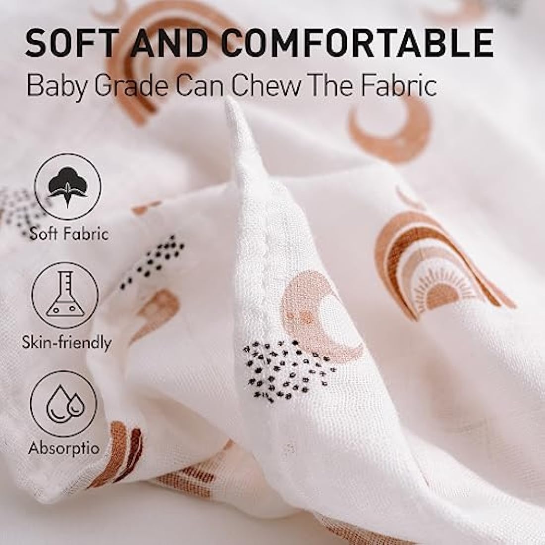 GLLQUEN BABY Muslin Squares Cloth for Baby, 6pack 70cm x 70cm Cotton Burp Cloths for Newborn, Absorbent & Breathable and Ideal to Clean, Wipe & Cover Newborns