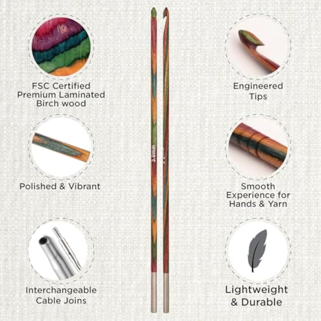 KnitPro Symfonie Afghan/Tunisian Crochet Hook Set | 8 Sizes (3.5mm to 8mm)