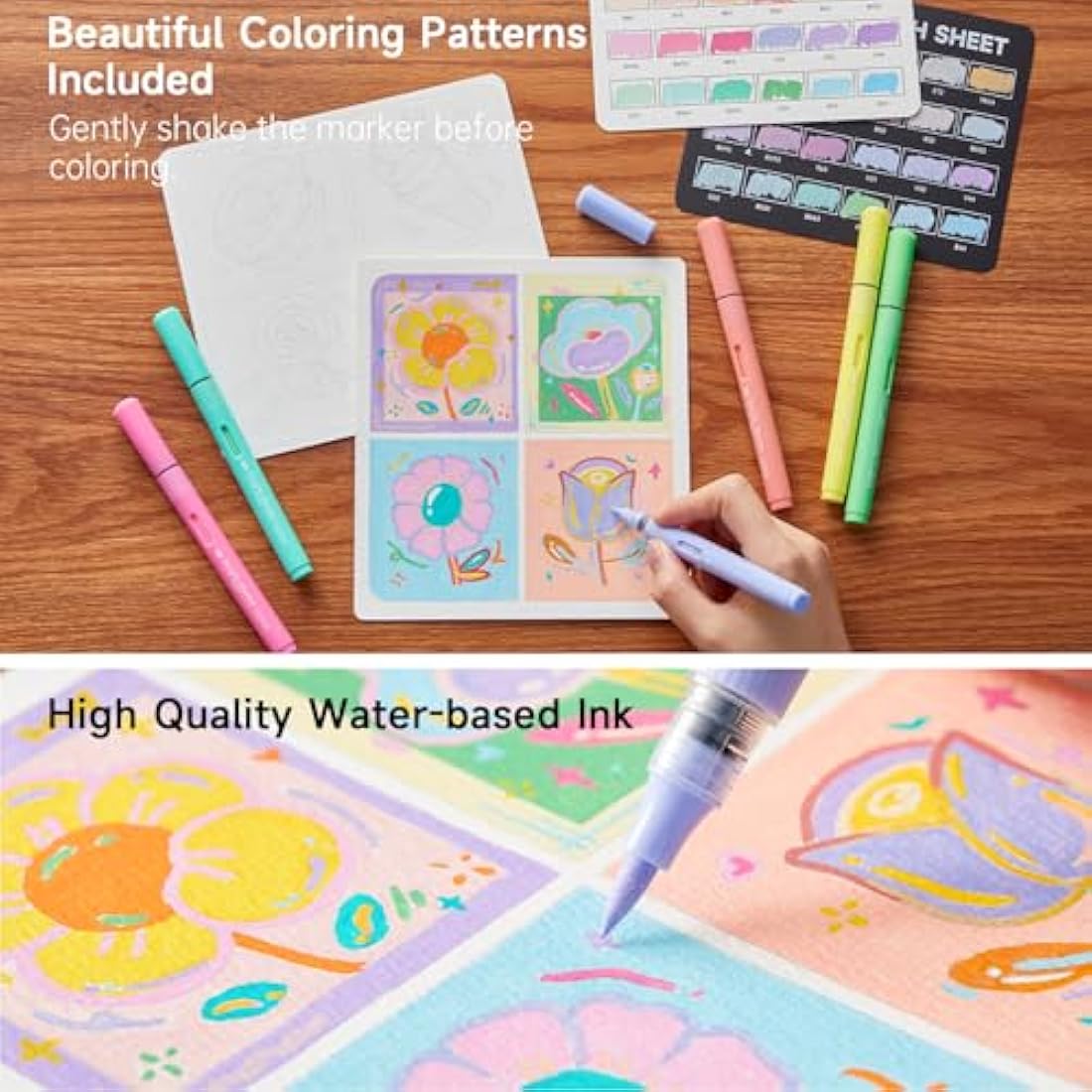 Shuttle Art Automatic Ink Control Acrylic Paint Pens, 24 Pastel Colours Brush Tip Paint Marker Pens, Paint Pen for Rock Painting Ceramic, Wood, Glass, Stone, Art Marker Pen Set for DIY Art Supplies