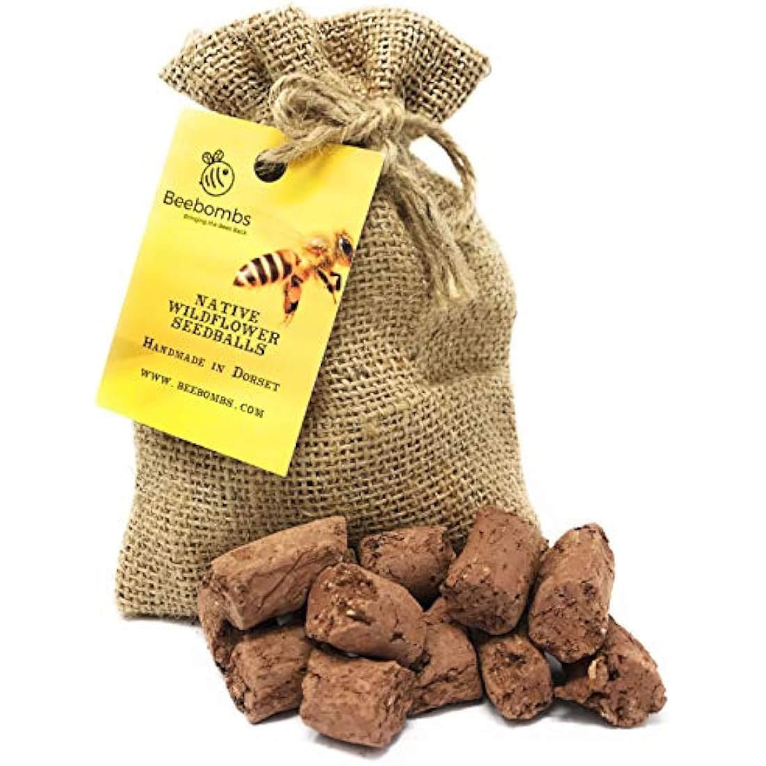 Official Beebombs Wild Flower Seeds UK Native Mix - Handmade in Dorset Wildflower Meadow Seed Balls, Bee Gifts, Gift for Gardener, 21sqft Coverage