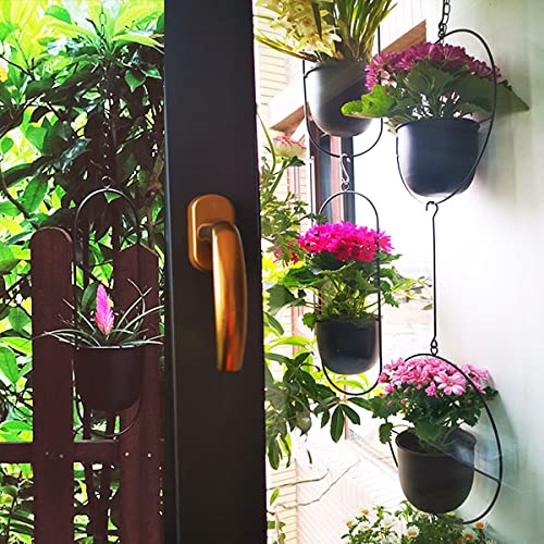 VDYXEW Metal Hanging Flower Pot, Hanging Decoration Pot, Metal Black Bolo Hanging Basket, Ceiling Hanging Planter for Indoor Plants, Succulents, Air
