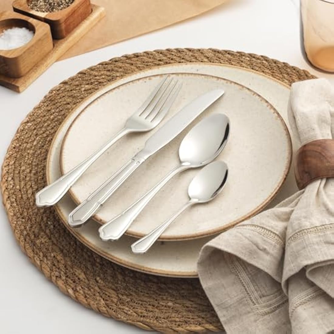 Salter BW12426EU7 Richmond 24-Piece Cutlery Set - 18/10 Stainless Steel Flatware Set, Service for 6, Silverware Set Includes Six Knives, Forks, Tablespoons and Teaspoons, 50 Year Guarantee, Silver