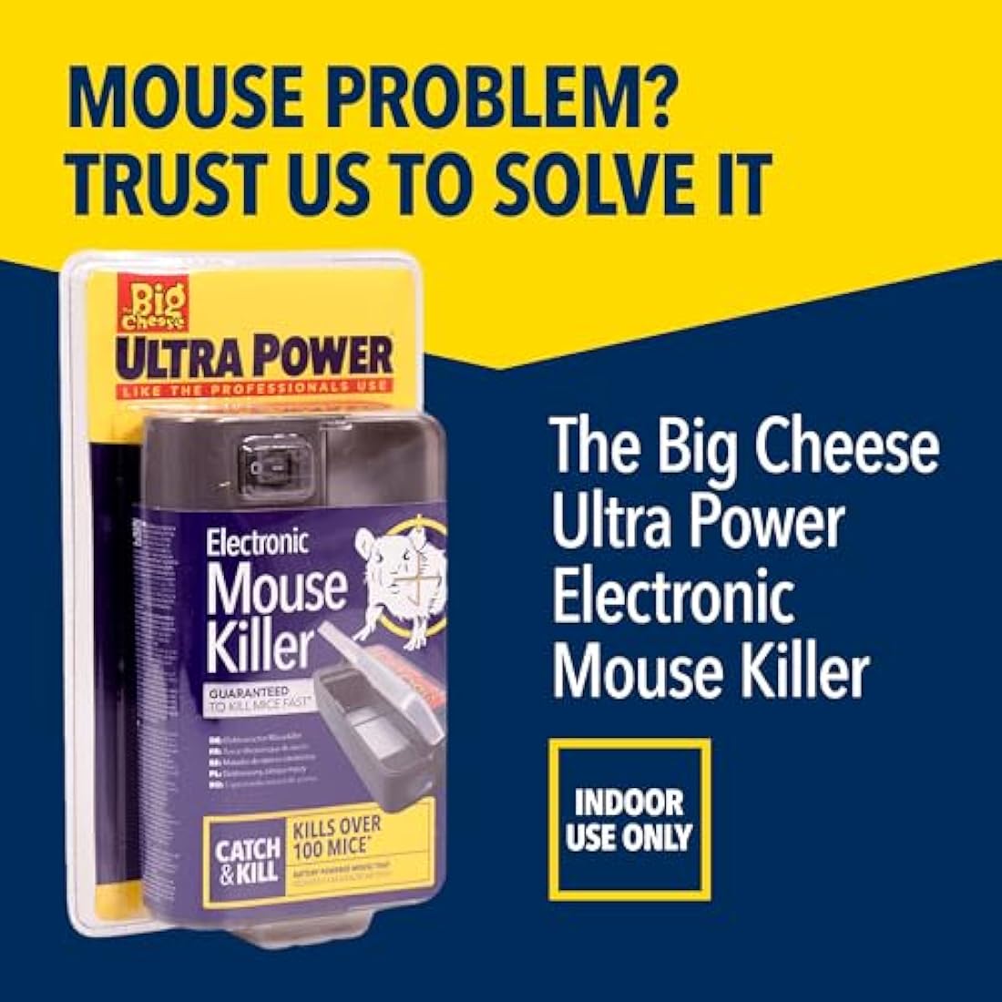 The Big Cheese Ultra Power - Electronic Mouse Killer, Quick, Effective Humane - Professional Electric Mouse Trap that Kills Instantly - Safe, Hygienic Zapper - Indoor Battery Powered Electric Trap