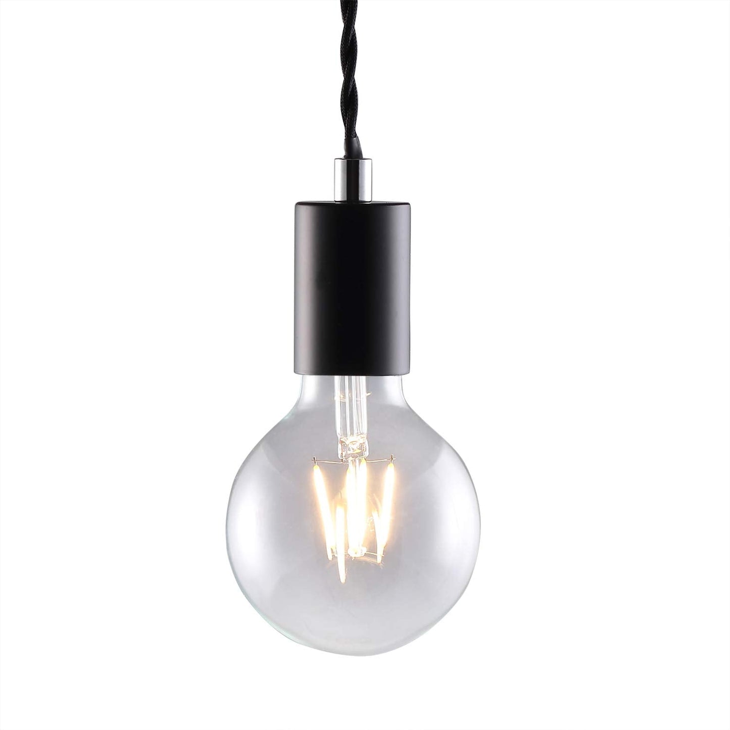 Black Industrial pendant light fitting, 5lights Spider Hanging light fitting with adjustable 3M twisted braided cable, Retro industrial Cluster