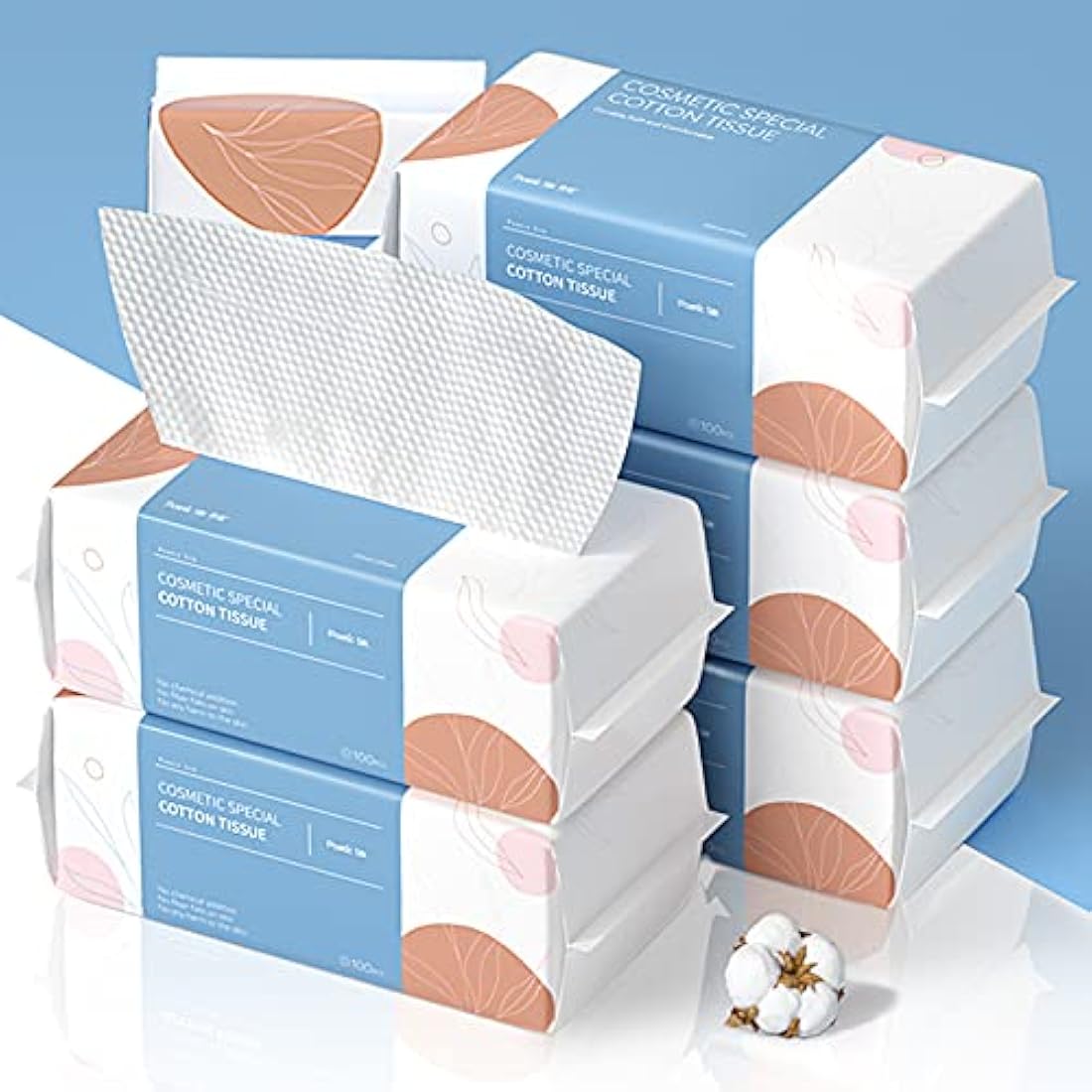 PoeticEHome Cotton Face Tissue 6 Pack, Ultra Soft Dry Wipes Disposable, Cosmetic Facial Cleansing Towel for Makeup Removing, Baby Care, Surface Cleaning (600 Count)