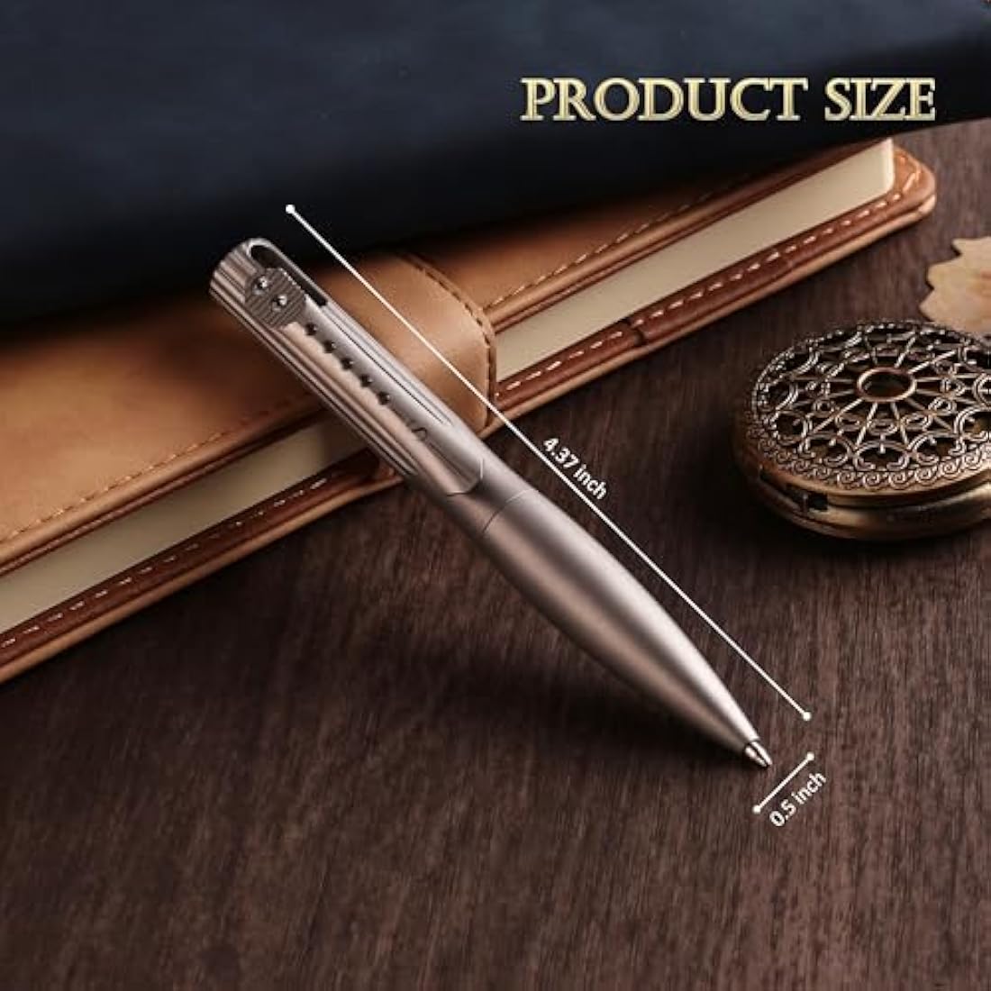 SMOOTHERPRO Titanium Wide Grip Bolt Action Pen | Retractable Ballpoint Pen Short Pen | Compatible with Parker Refill | for Office School Business EDC (TBP01) | Color Stone Wash Black