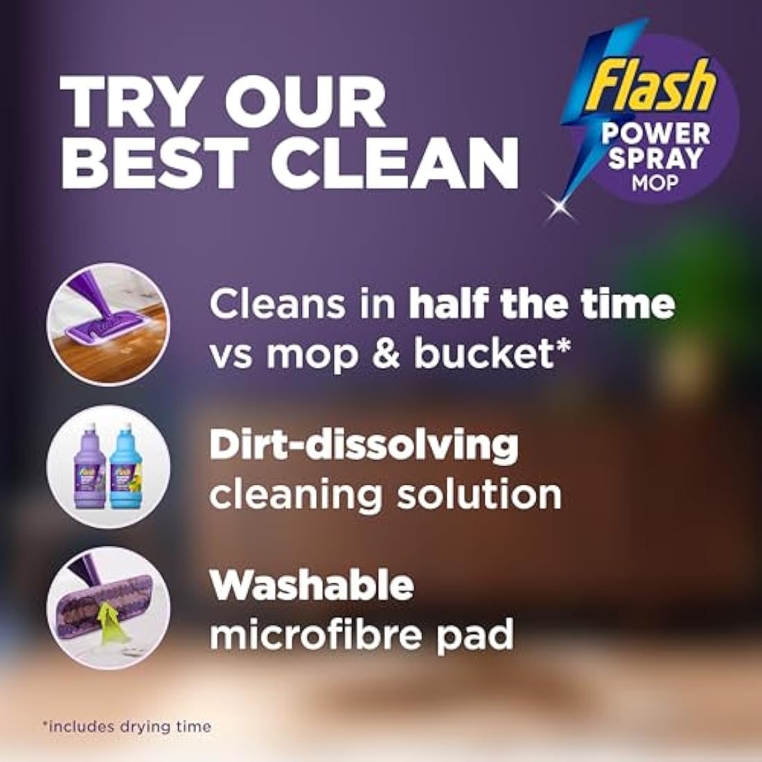 Flash Power Spray Mop Floor Cleaner Starter Kit (1 Washable + 17 Disposable Pads), All-In-One System For Your Floors