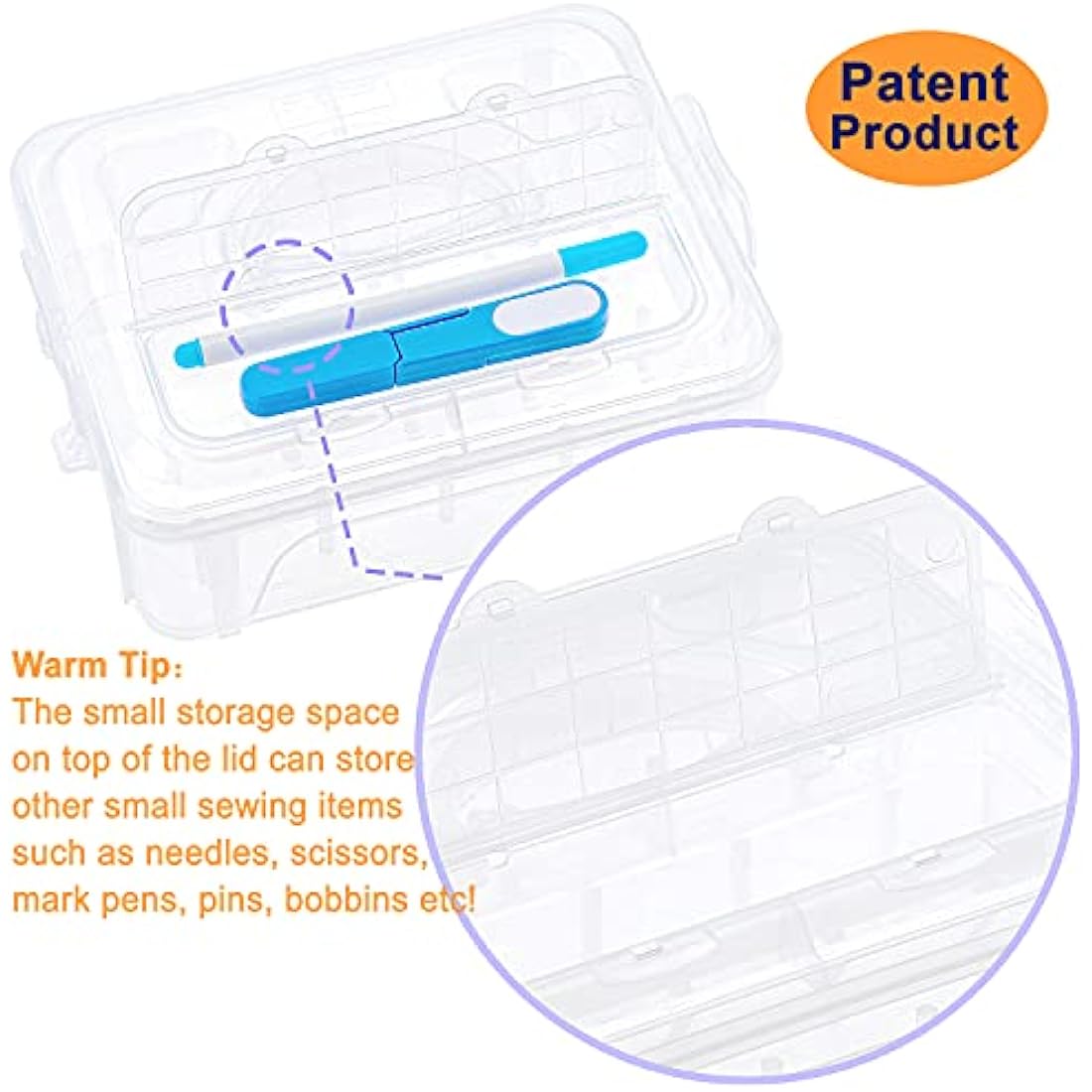 New brothread 4 Layers Stackable Clear Storage Box/Organizer for Holding 80 Spools Home Embroidery & Sewing Thread (Spool Size Requirement: Height≤5.6cm; Width≤4.3cm)