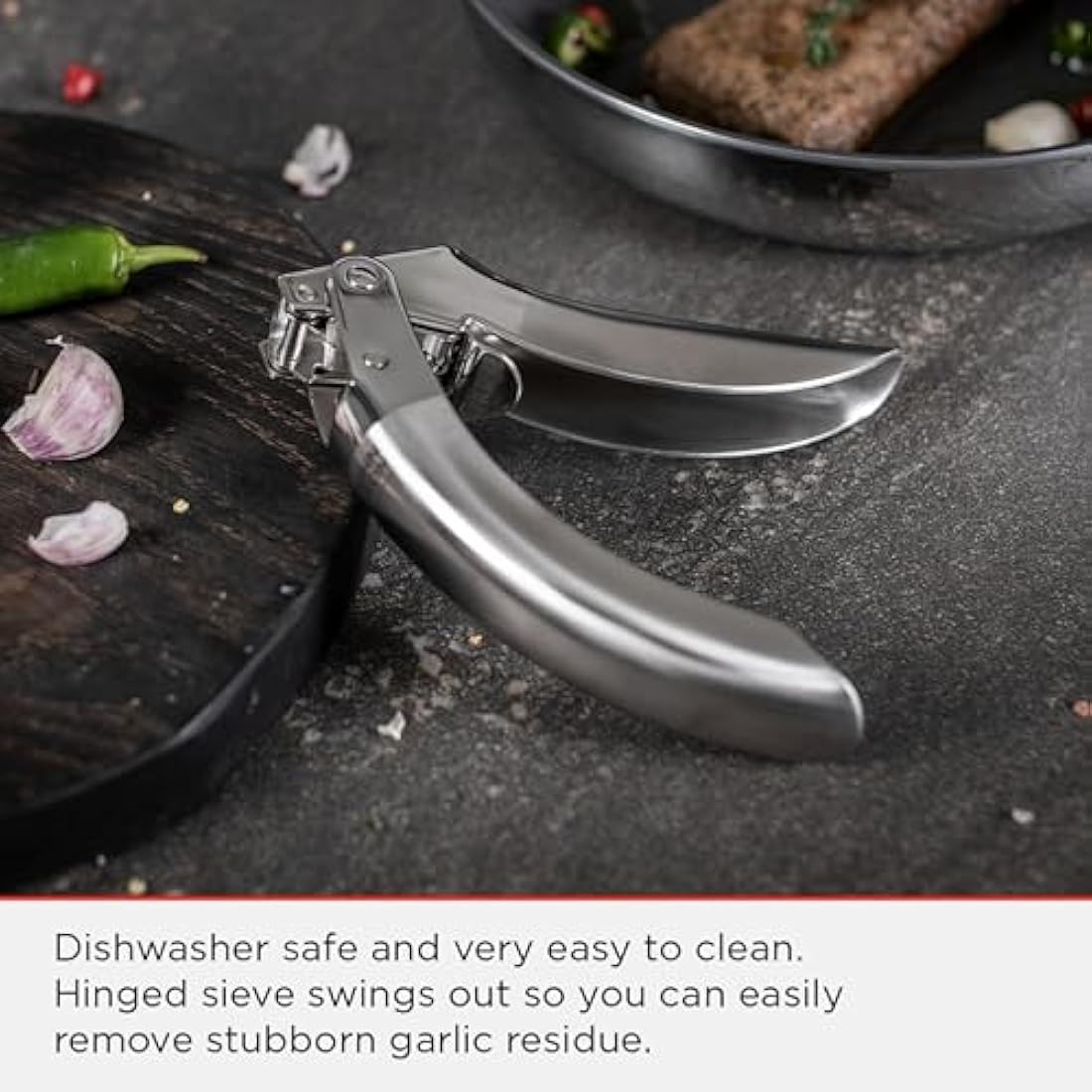 Kuhn Rikon Garlic Press, Stainless Steel Garlic Crusher Press. Dishwasher Safe Garlic Chopper. Durable Garlic Mincer. Garlic Press Crusher – 3 Year Kuhn Rikon Kitchen Accessories Guarantee