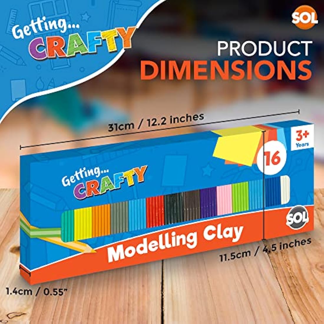 SOL 3pk Modelling Clay 16 Assorted Colours – Soft Clay Kit for Kids – Promotes Creativity & Sensory Play – Ideal for Crafts, School Projects, Anxiety Relief, Gifts, and Party Giveaways