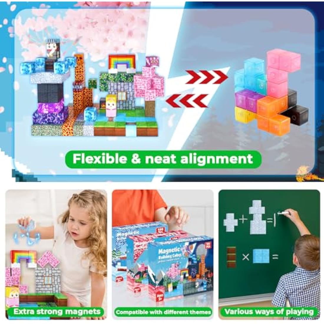 GraceDuck Magnetic Blocks-150 PCS Build Dark Swordsman's Forest Castle - Magnetic Toys for Montessori Toddler Christmas Birthday Gifts - STEM Sensory Toys for Age 3+ Boys & Girls