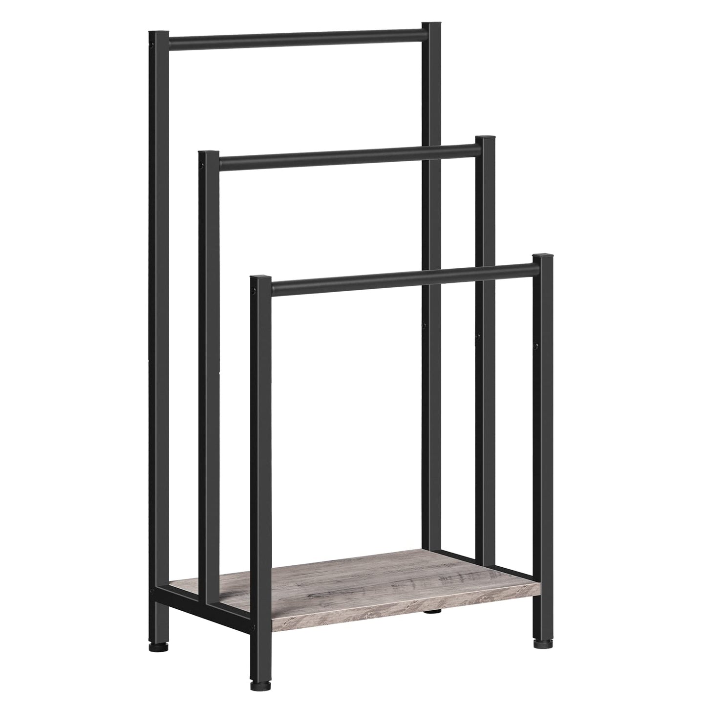 HOOBRO Towel Rack, Towel Rail Freestanding, Towel Holder for Bathroom, Drying Stand with 3 Towel Rails and Storage Shelf, Metal, for Bath and Hand
