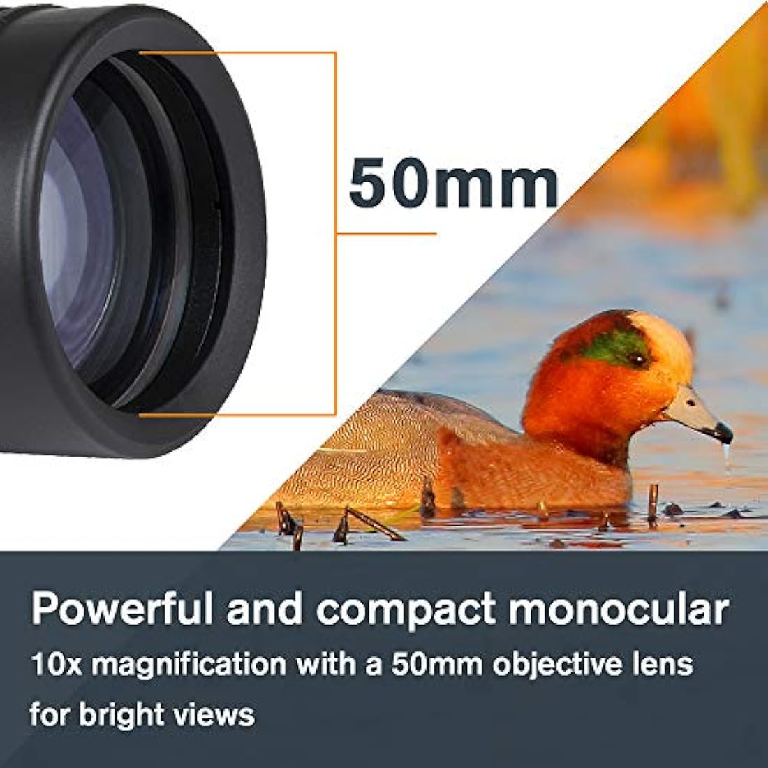 Celestron 72370 Outland X 10x50 Waterproof Monocular with Smartphone Adapter, Bluetooth Remote, Eyepiece Covers and Belt Case - Durable Housing, BaK-4 Prism Glass and Multi-Coated Optics, Black