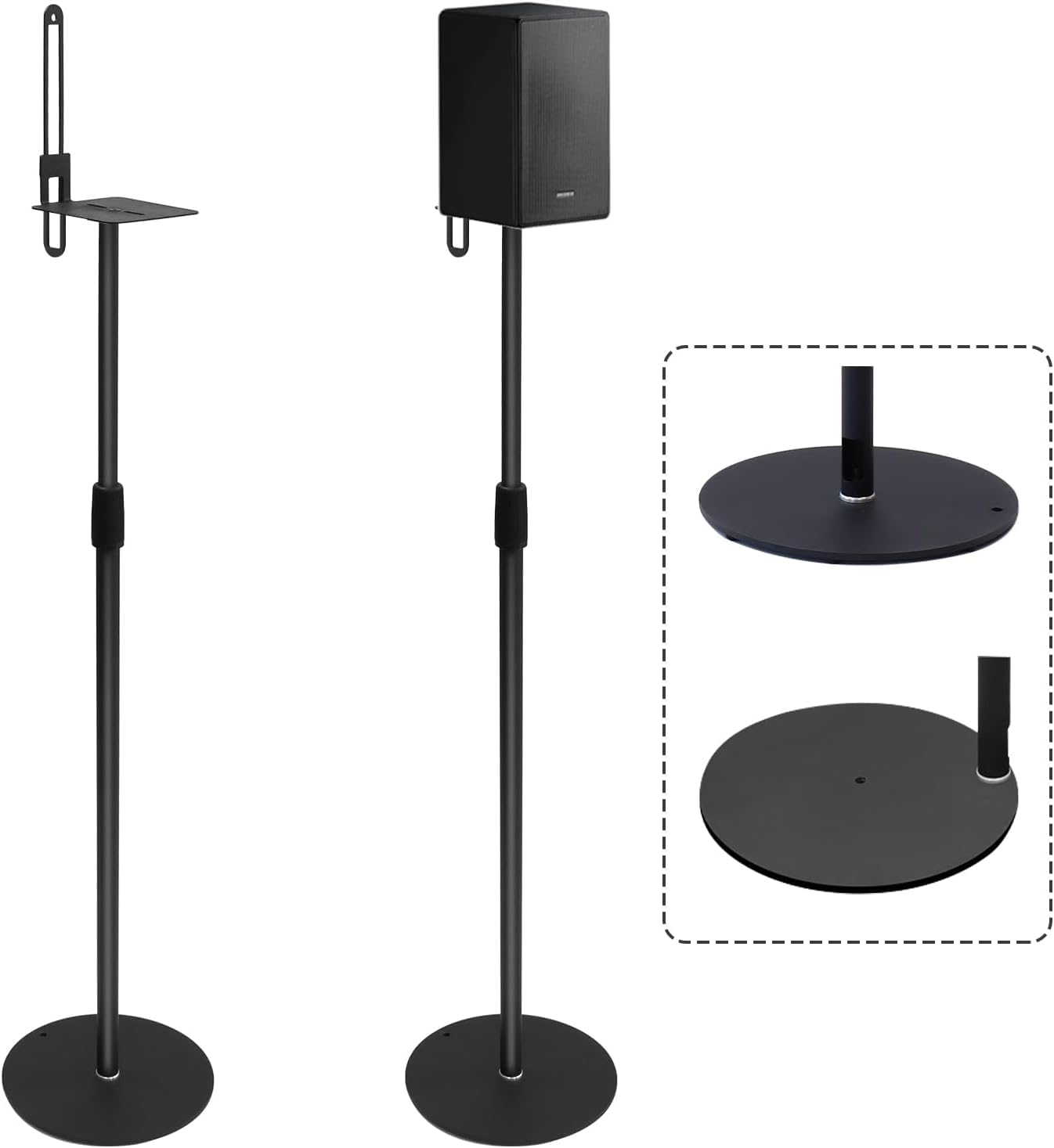 Speaker Stand Floor Pair 2Pack, Compatible with Samsung Sony, Height Adjustable 29in to 55in for Speakers up to 5kg/11lb, Speaker Stands with