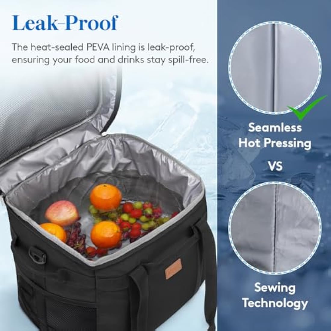 Lifewit 40L Soft Cooler Bag with Hard Liner, Large Insulated Picnic Lunch Bag Box Soft-Sided Cooling Bag for Camping、BBQ、Family Outdoor Activities, Black
