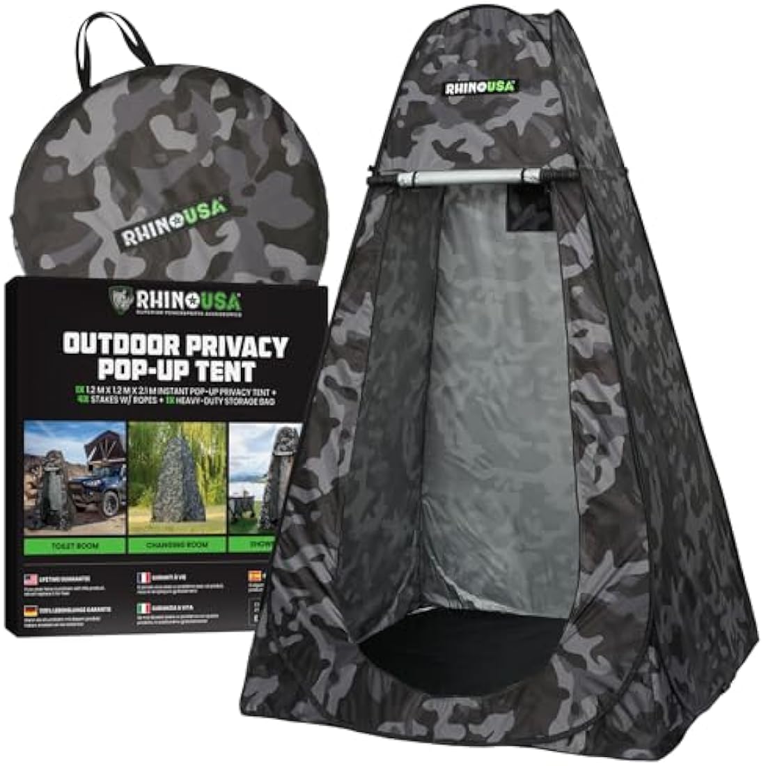 Rhino USA Portable Pop Up Privacy Changing Tent - Ultimate Outdoor Camping Shower, Camp Toilet Tent, Rain Shelter for Beach and Camping - Lightweight and Sturdy, Instant Setup While On-The-Go