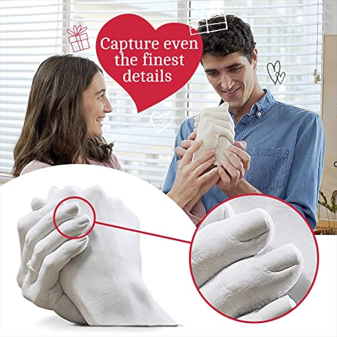Niimo® 'I Love You' Couples Hand Casting Kit - Fun & Skin-Safe Hand Moulding Kit Couple, Personalised Gifts for Her & Him, with Gift Card & Video Tutorial