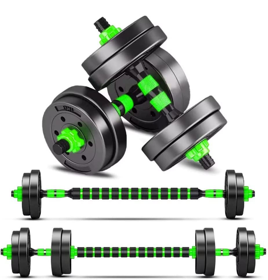 BCBIG Dumbbells Set Weights, Adjustable Dumbbell Bar Dumbbell Set Dumbbells Adjustable Barbell Barbells for Men Women Strength Training, Green, 10 kg