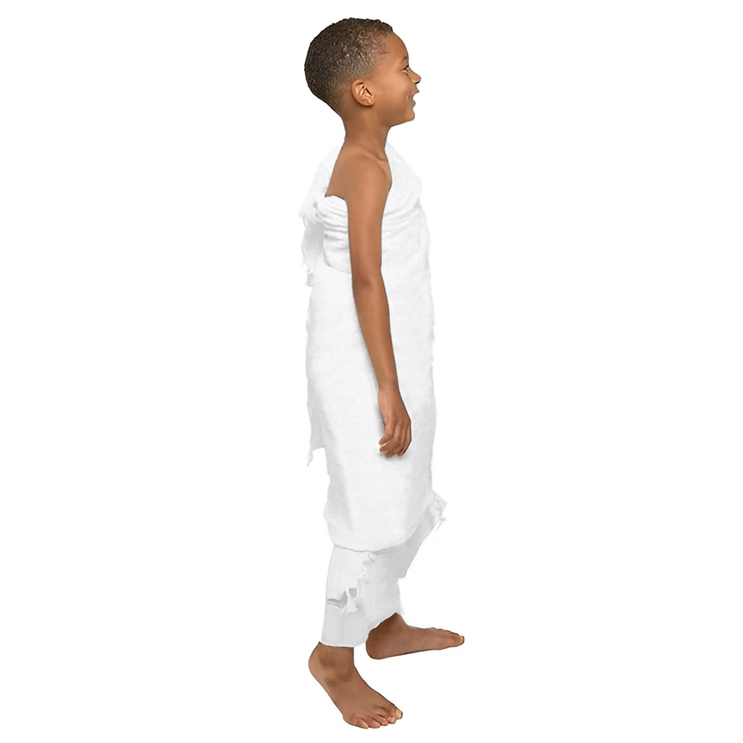 Faxianther 2Pcs Soft Ihram Towel Set for Boys, Kids Breathable White Islamic Pilgrimage Ritual Towel Wrap Cotton Muslim Prayer Shawl Clothes Mecca
