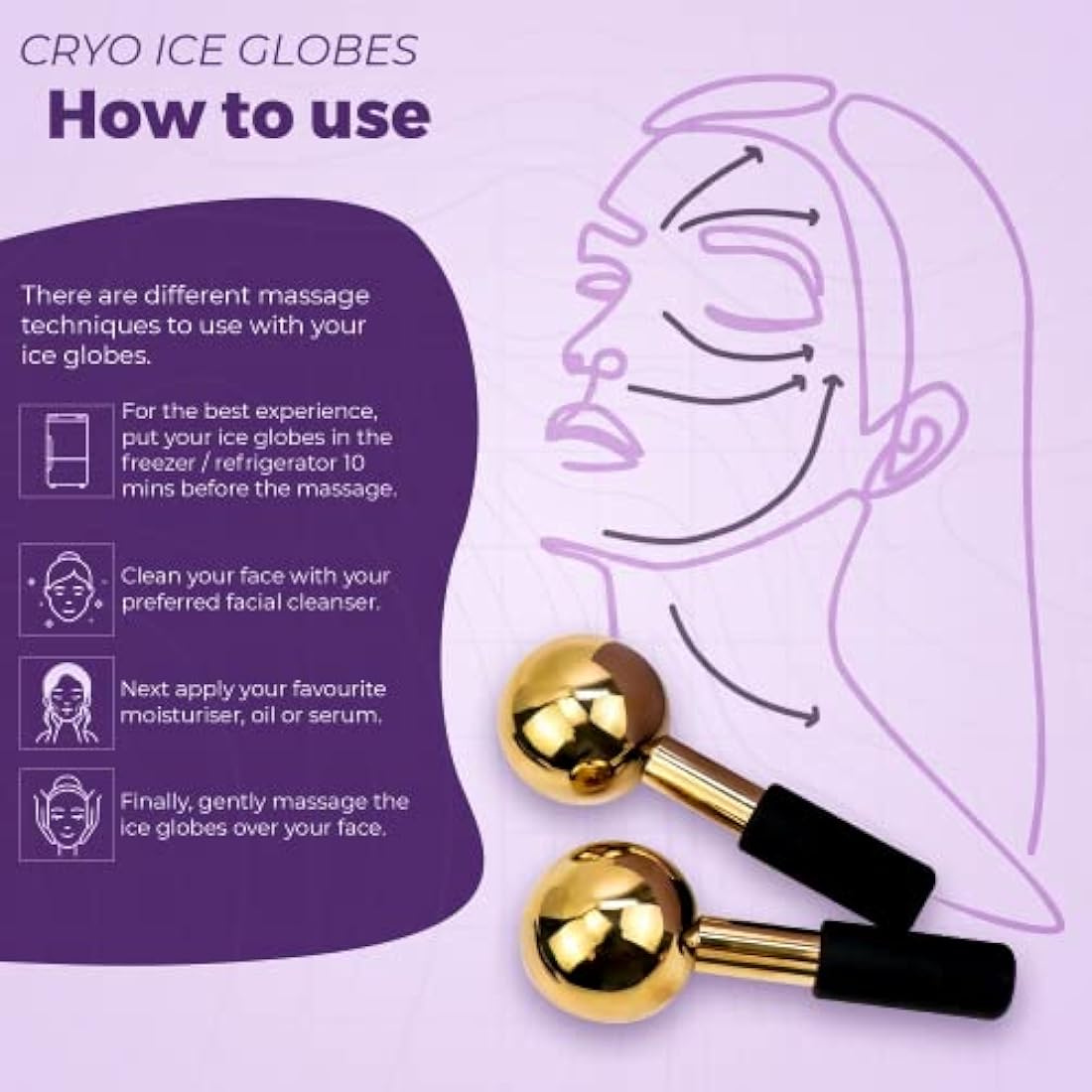 S.Sara Ice Globes for face and eyes | Facial skin care tool for face, neck and eyes | Stainless steel facial massage roller | Depuff skin | Rejuvanate skin | Unbreakable | Set of 2