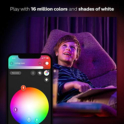Philips Hue White and Colour Ambiance Mini Starter Kit [B22 Bayonet Cap] Includes 2 Smart LED Bulbs and a Hue Bridge, Compatible with Alexa, Google Assistant and Apple Homekit