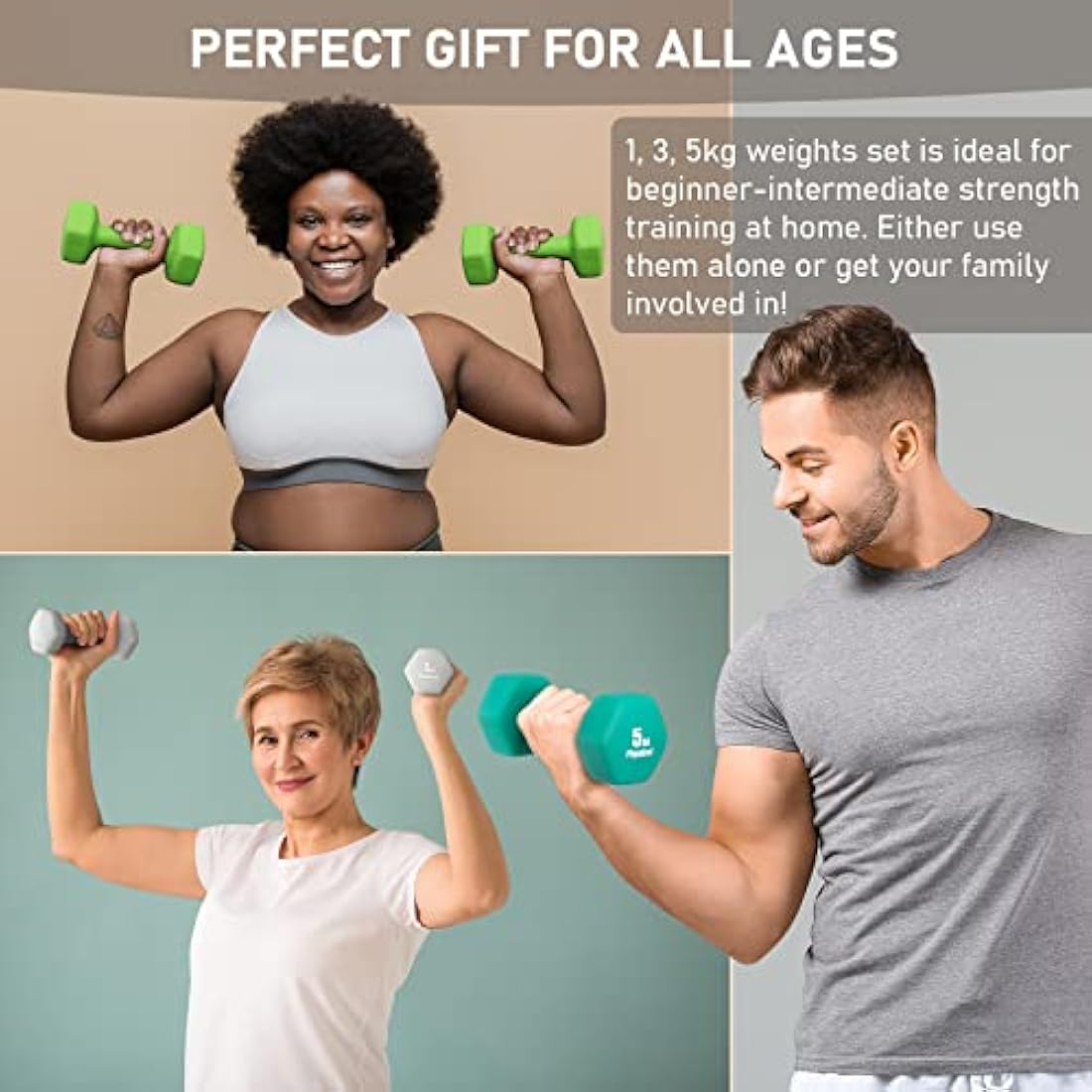 PhysKcal Dumbbells Set with Storage Rack, Hand Weights Set for Home, Gym & Studio