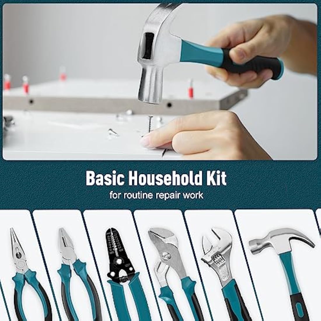 Sundpey Home Tool Kit 281-PCs - Protable Complete Basic Hand Repair General Tool Sets for Men Women - Tool Set with Socket Wrench Set & Screwdriver Set & Metric Hex Key & Pliers & Tool Box Case
