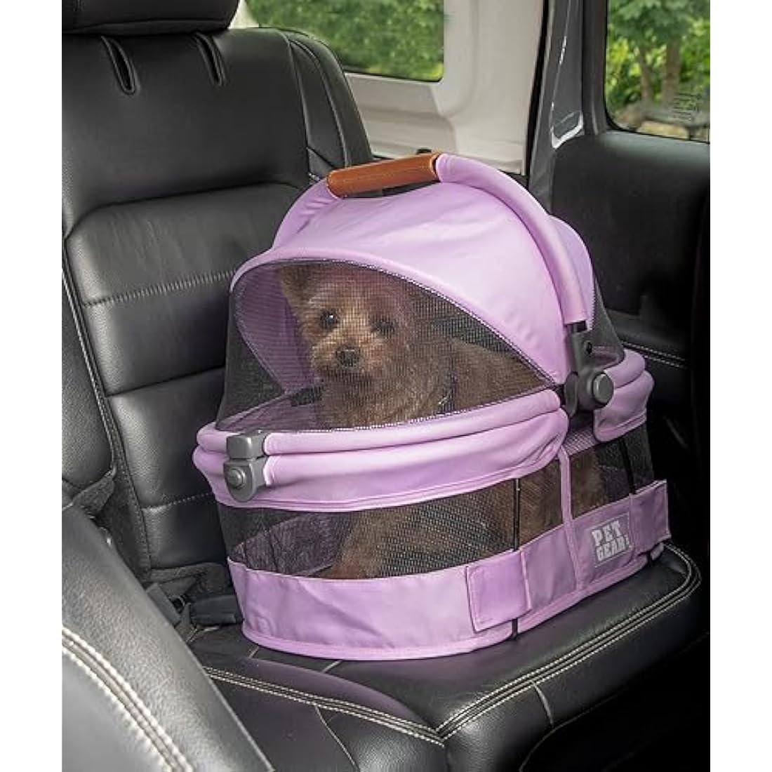 Pet Gear View 360 Ultra Lite Pet Safety Carrier & Car Seat for Small Dogs & Cats Push Button Entry, 15", Larkspur