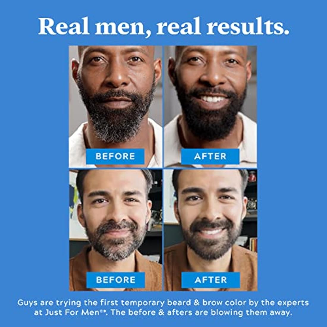 Just For Men 1-Day Beard and Brow Colour Brush, For Instant 1-Step Grey Coverage, Brush-In, Wash-Out, For A Thicker Well-Defined Look, Dark Brown