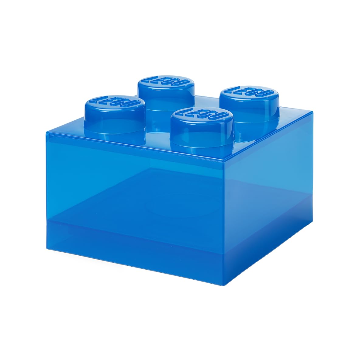 Room Copenhagen LEGO Storage Brick 4 Knobs Translucent Blue - Stackable Plastic Storage Box with Lid for Kids and Adults Desk Organizer and Toy Box
