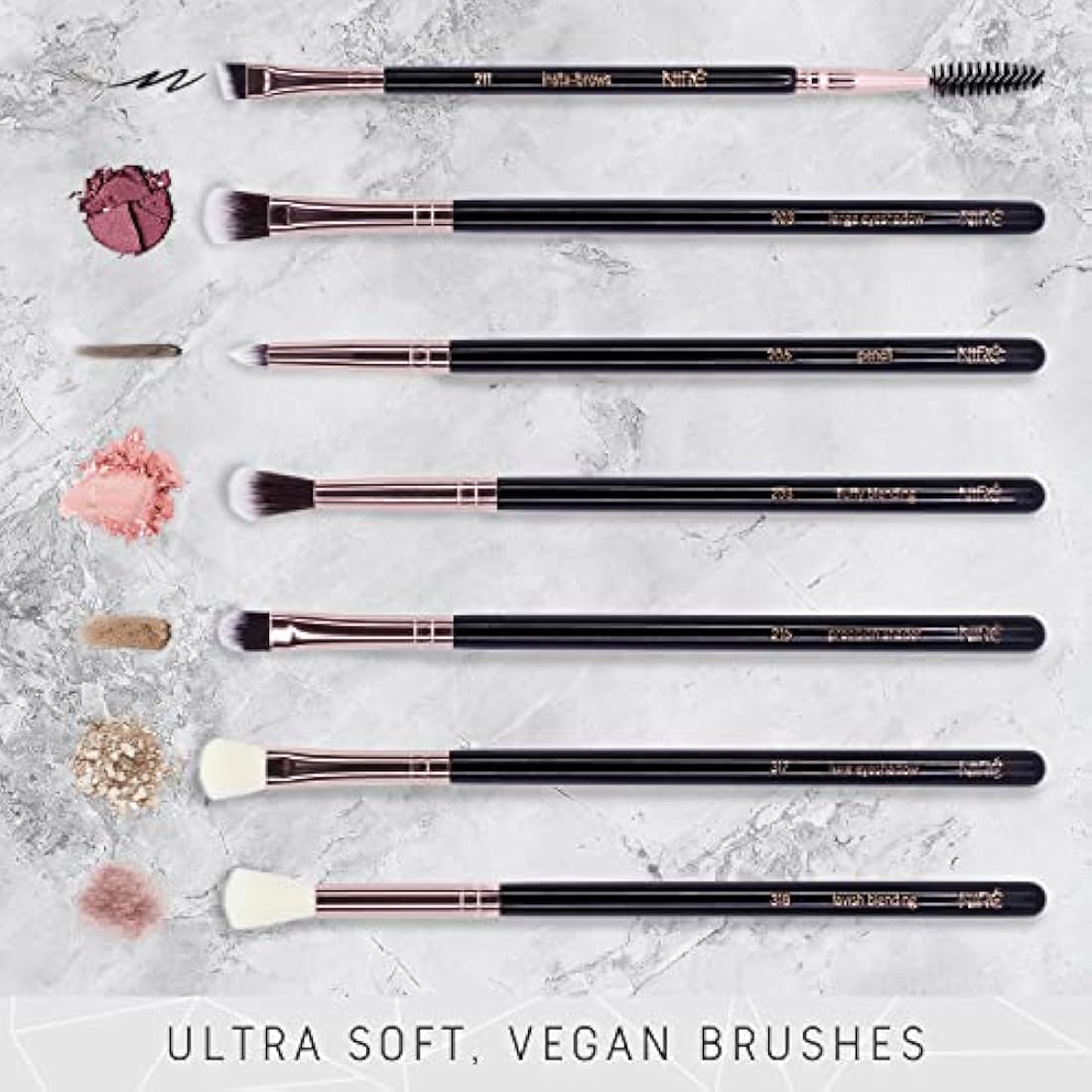 Niré Beauty Eye Brush Set - Award Winning Eye Makeup Brushes for Eyes and Brows Including Eye Shadow Brush Set, Eyebrow Brush and Tweezers