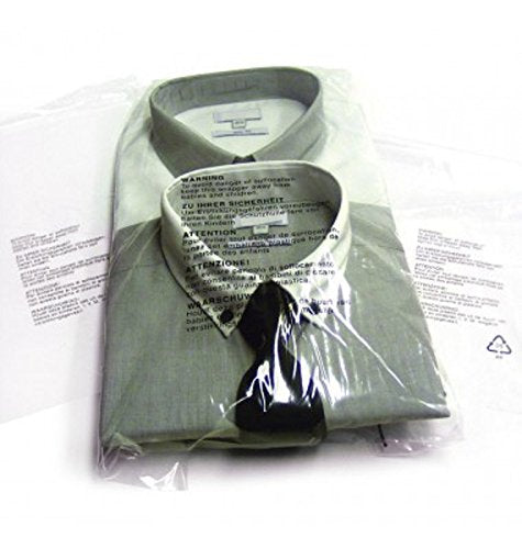 200 CLEAR TRANSPARENT PLASTIC SELF SEAL GARMENT BAGS WITH SAFETY WARNING (18" x 22")