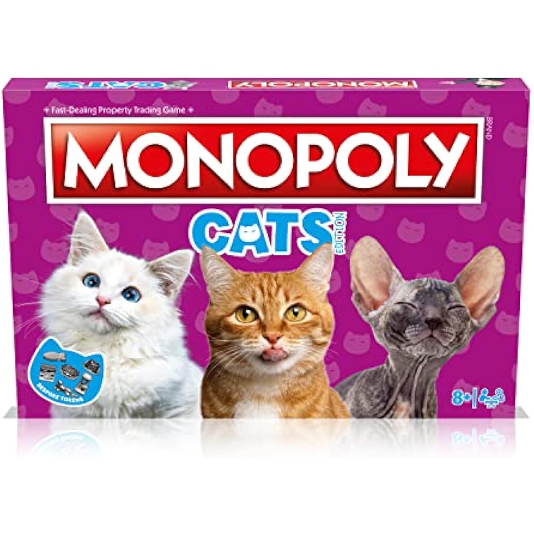 Winning Moves Cats Monopoly Board Game, Buy 22 of our cats favourite places to nap and trade your way to success, great gift for ages 8 plus, Pink