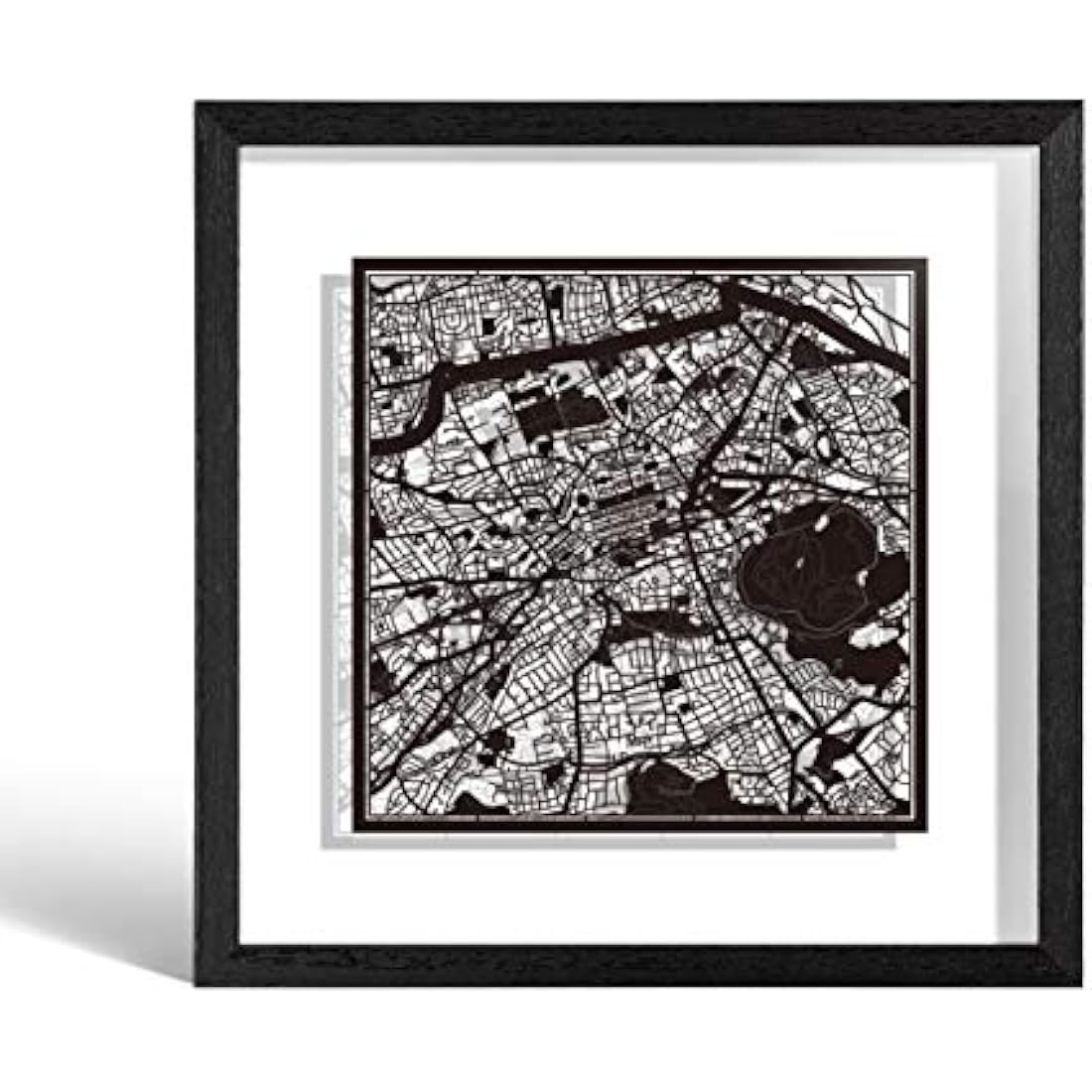 O3 DESIGN STUDIO Edinburgh Marco de Papel para mapas, Black map, Black frame, 9x9 inches, Gift Boxed, 2 background color, self-changing, Paper Art