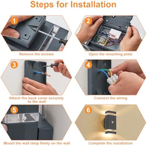 LMP Up Down Outdoor Wall Lights PIR, Motion Sensor Outside Lights Mains Powered, IP65 Square Porch Front Door Light Electric, Waterproof External Modern GU10 LED Lighting Exterior Lamp for House, Grey