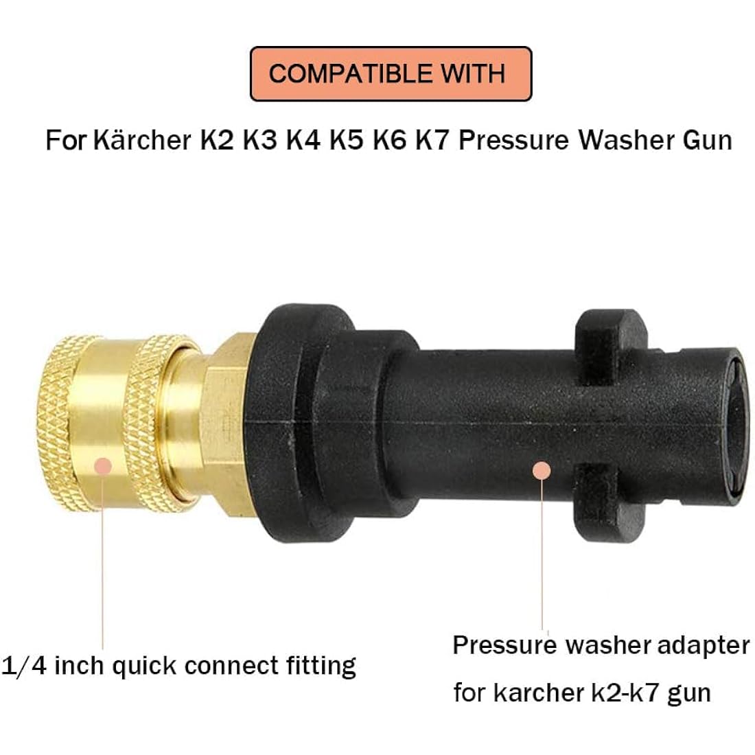 Stone Banks Pressure Washer Gun Adapter with 1/4'' Quick Connect Female Fitting Compatible with Karcher/Kärcher K Series K2, K3, K4, K5, K6, K7 High Pressure Washer