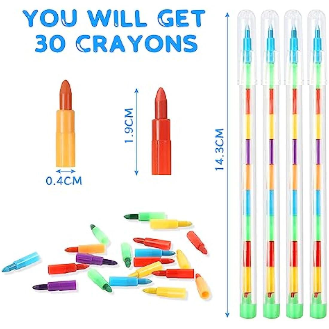 Vicloon Swop Point Colours, 30PCS Rainbow Point Crayons, 11 x Stacking Pencil Crayons For Kids