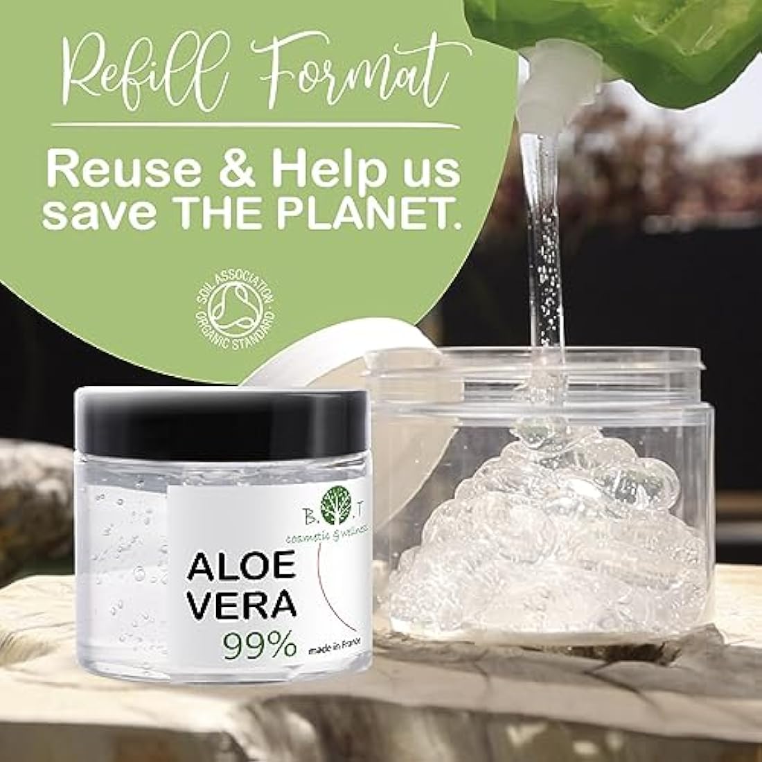 Aloe Vera Gel Bio Pure 100% Natural Lanzarote: Aloe Vera After Sun, Face Care, Face Moisturiser, Body Moisturiser, Hair Care, After Wax, Shave, Tattoo, Hydrating, Soothing - 2000 ml 2 L