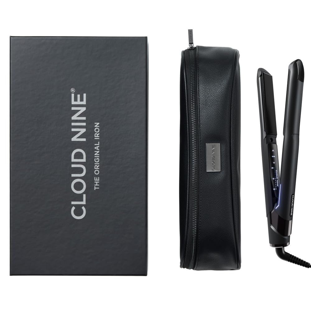 CLOUD NINE The Original Iron Black Hair Straightener Giftset | Variable Temperature Control Quick Heat Touch Technology Sericite Floating Plates