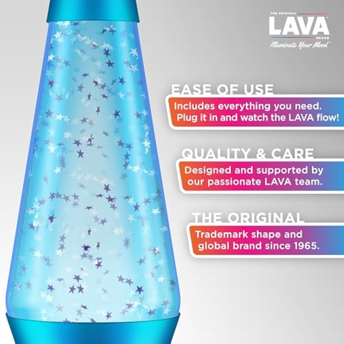 Lava Lamp 2456, Chrome Star Glitter, Clear Liquid, Decorative Base and Cap, Original 14.5 inch LAVA® Motion Lamp to Illuminate Your Mood, Green