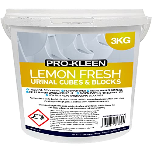 Pro-Kleen Urinal Channel Blocks 3KG - Lemon Fragrance - Non PDCB - Slow Dissolving - 30 Day Control
