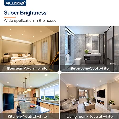 ALUSSO LED Recessed Ceiling Lights Dimmable, 5W IP65 LED Bathroom Spotlights, Warm White 3000K-Neutral White 4000K-Cool White 6500K Adjustable, Cut Φ75-85MM, 30MM Ultra-Slim Round Downlights, 6 Pack