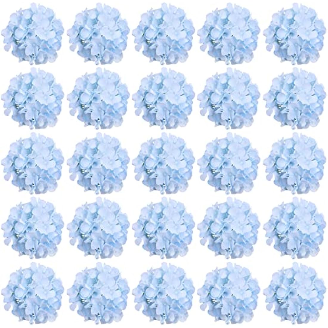 FagusHome 30 Pcs Silk Hydrangea Heads Artificial Flowers Heads and Stems Fake Hydrangea Flowers for Home Wedding Decor (Blue)