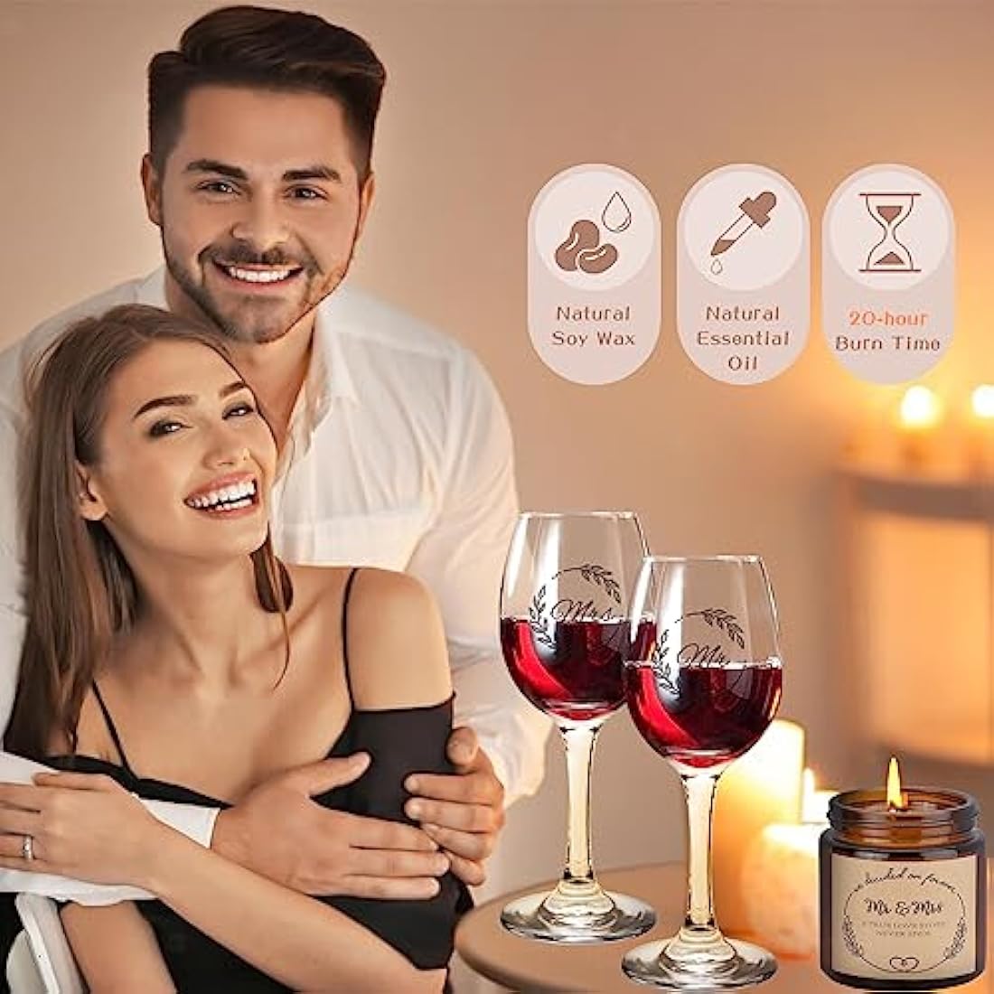 pengtai Wedding Gifts for Couples 2025,Bride Gifts,Newlywed Mr and Mrs Present,Bamboo Serving Board Candle Basket for Husband Wife