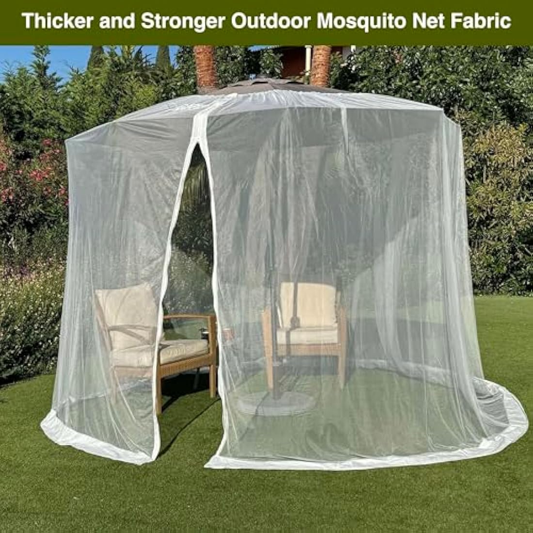 Mosquito Net for Umbrella 9.2 FT | Large Sizes & Fabric Designed for Outdoors | Insect House Screen Netting for Patio, Porch & Garden Terrace | Outside Canopy Bug & Fly Protection Enclosure