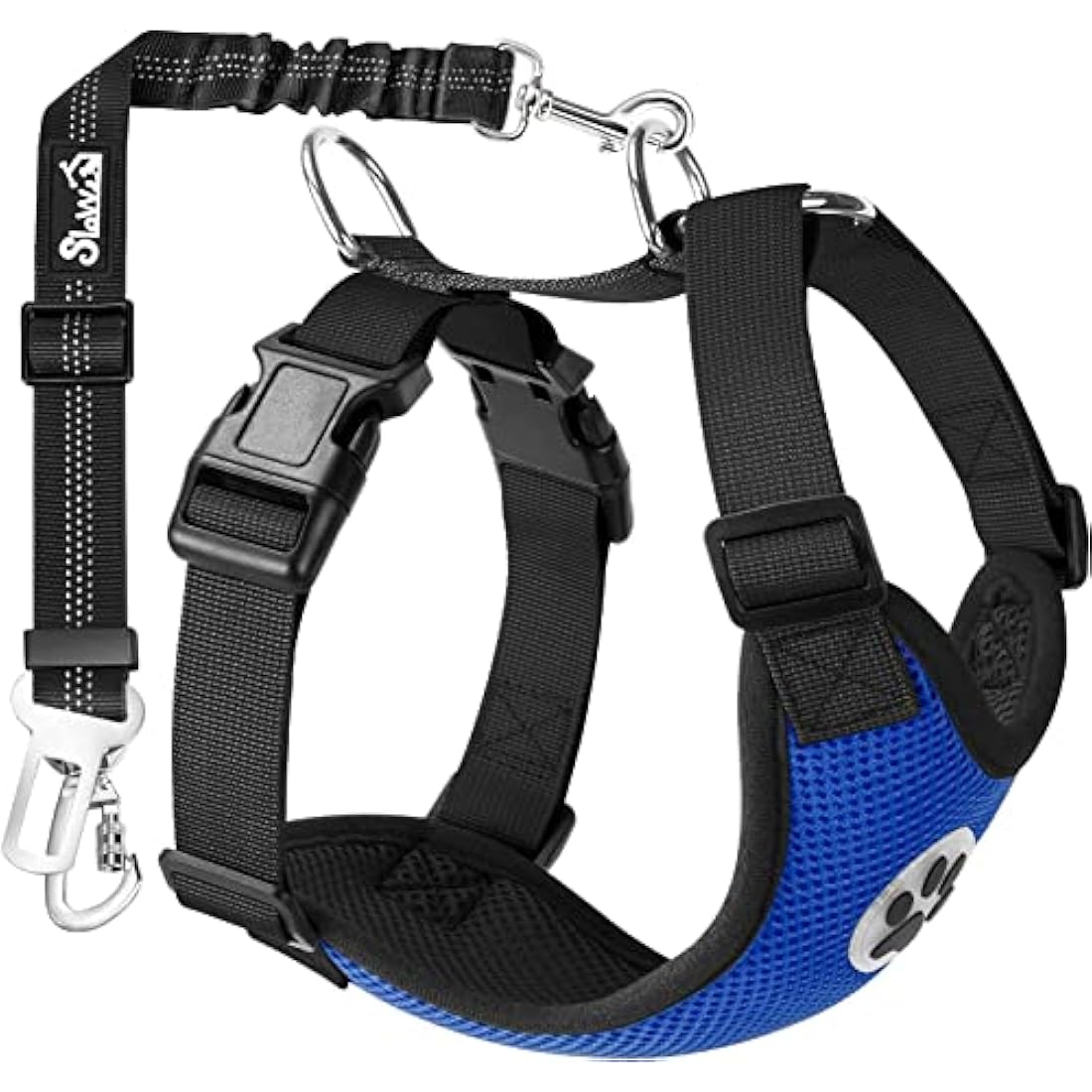 SlowTon Dog Car Harness Seatbelt Set, Pet Vest Harness with Safety Seat Belt for Trip and Daily Use Adjustable Elastic Strap and Multifunction Breathable Fabric Vest in Vehicle for Dogs