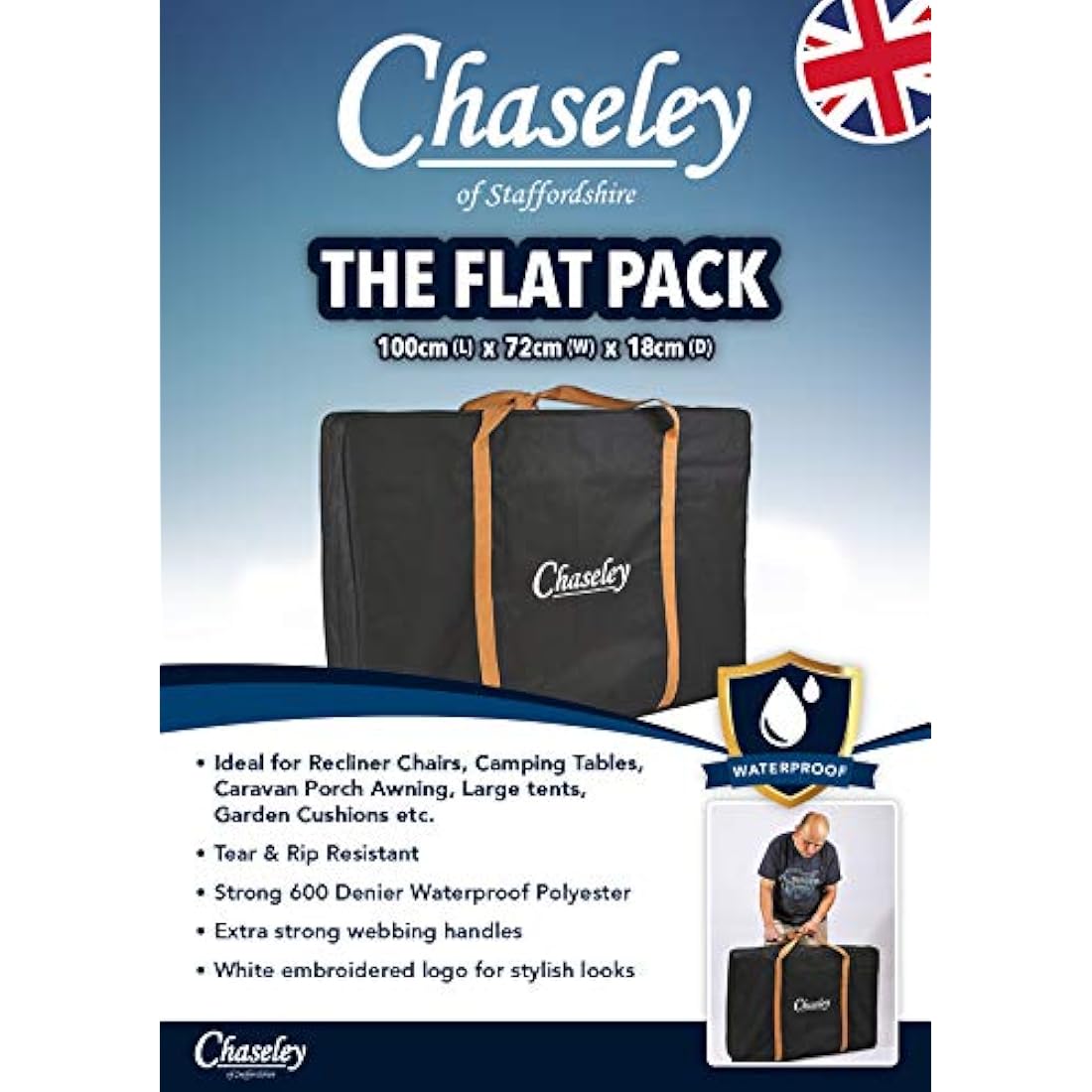 Chaseley Flat Storage Carry Bag 100x72x18 Clothes Tent Awning Flipchart Art A0 Camping Table Recliner Chair Underbed Water UV Resistant Tough Material