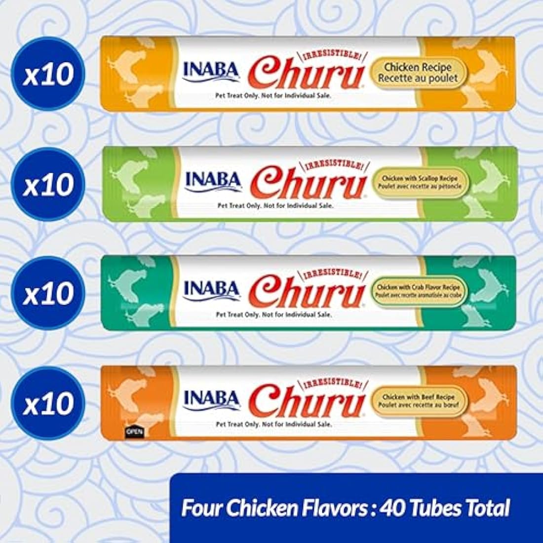 Churu by INABA Cat Treat - Chicken Variety Box - 1 Pack (40 x 14g total) / Soft & Creamy Cat Treat, Delicious & Healthy Snack, Purée Food Topper, Natural, Grain Free